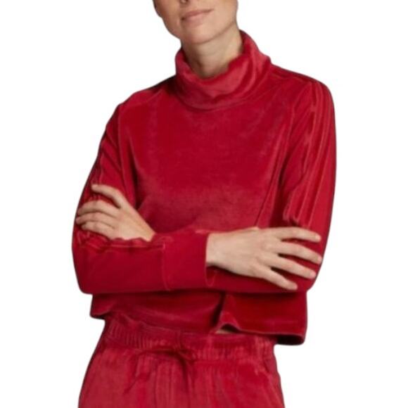 Adidas Logo Sport ID Red Velour Top Size Large NWT - Picture 5 of 6